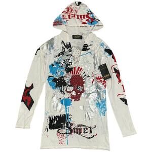 Smet by Christian Audigier NWT Y2K Punk Hooded Mini Dress